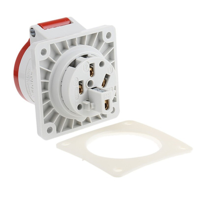 MENNEKES IP44 Red Panel Mount 4P Industrial Power Socket, Rated At 16A, 400 V