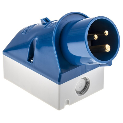 MENNEKES IP44 Blue Wall Mount 3P 25 ° Industrial Power Plug, Rated At 16A, 230 V