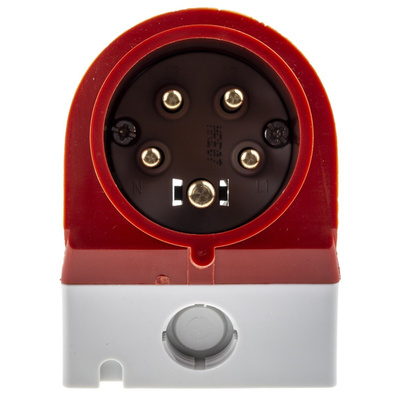 MENNEKES IP44 Red Wall Mount 3P + N + E 25 ° Industrial Power Plug, Rated At 16A, 400 V