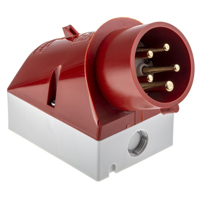 MENNEKES IP44 Red Wall Mount 3P + N + E 25 ° Industrial Power Plug, Rated At 16A, 400 V