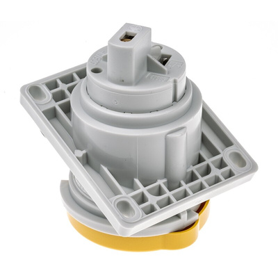 MENNEKES IP44 Yellow Panel Mount 3P Angled Industrial Power Socket, Rated At 16A, 110 V