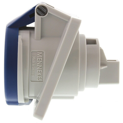 MENNEKES IP44 Blue Panel Mount 3P Angled Industrial Power Socket, Rated At 16A, 230 V
