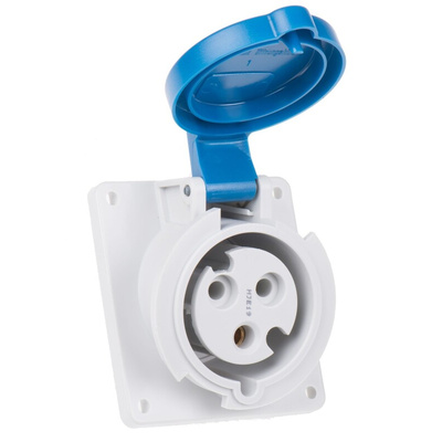 MENNEKES IP44 Blue Panel Mount 3P Angled Industrial Power Socket, Rated At 32A, 230 V