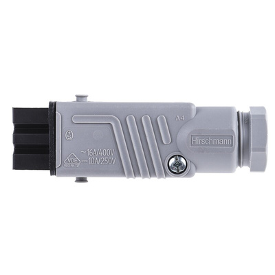 Hirschmann, ST IP54 Black, Grey Cable Mount 3P + E Heavy Duty Power Connector Socket, Rated At 16A, 250 V, 400 V