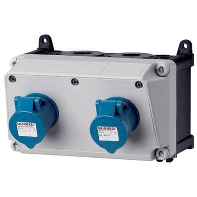 MENNEKES IP44 Blue Wall Mount Socket, Rated At 16A, 230 V