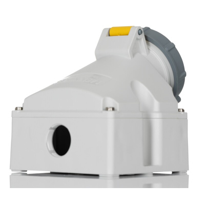 MENNEKES IP67 Yellow Wall Mount 3P 25 ° Industrial Power Socket, Rated At 16A, 110 V