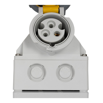 MENNEKES IP67 Yellow Wall Mount 3P 25 ° Industrial Power Socket, Rated At 16A, 110 V