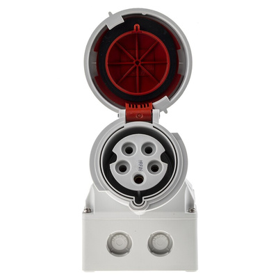 MENNEKES IP67 Red Wall Mount 3P + N + E 25 ° Industrial Power Socket, Rated At 32A, 400 V
