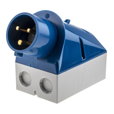 MENNEKES IP44 Blue Wall Mount 3P 25 ° Industrial Power Plug, Rated At 32A, 230 V