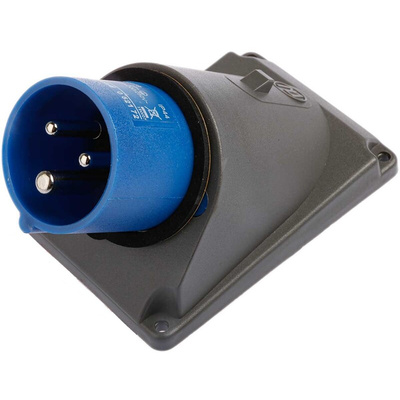 Legrand, HYPRA IP44 Blue Panel Mount 2P + E Right Angle Industrial Power Plug, Rated At 16A, 230 V