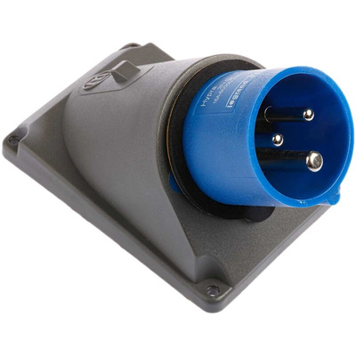 Legrand, HYPRA IP44 Blue Panel Mount 2P + E Right Angle Industrial Power Plug, Rated At 16A, 230 V