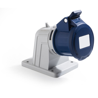 RS PRO IP44 Blue Panel Mount 2P + E Industrial Power Socket, Rated At 16A, 200 → 250 V