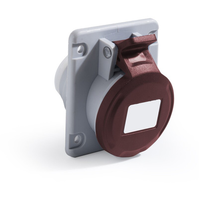 RS PRO IP44 Red Panel Mount 3P + E Angled Industrial Power Socket, Rated At 16A, 380 → 415 V