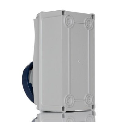 RS PRO IP67 Blue Wall Mount 2P + E Vertical Industrial Power Socket, Rated At 32A, 230 V
