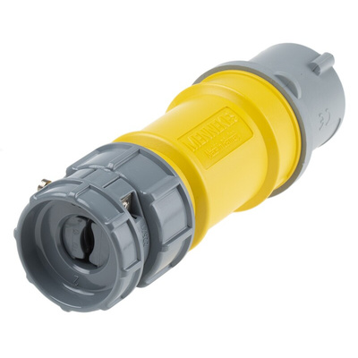 MENNEKES, PowerTOP IP44 Yellow Cable Mount 3P Industrial Power Plug, Rated At 16A, 110 V