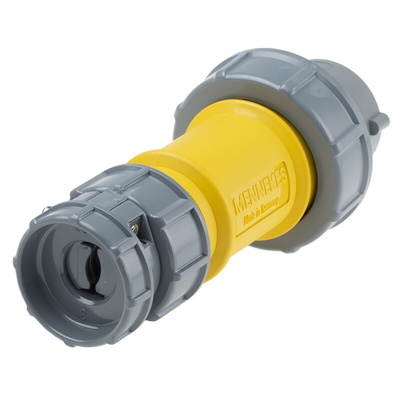 MENNEKES, PowerTOP IP67 Yellow Cable Mount 3P Industrial Power Plug, Rated At 16A, 110 V