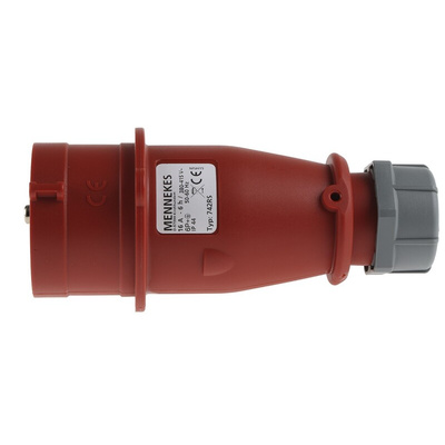 MENNEKES, AM-TOP IP44 Red Cable Mount 7P Industrial Power Plug, Rated At 16A, 400 V