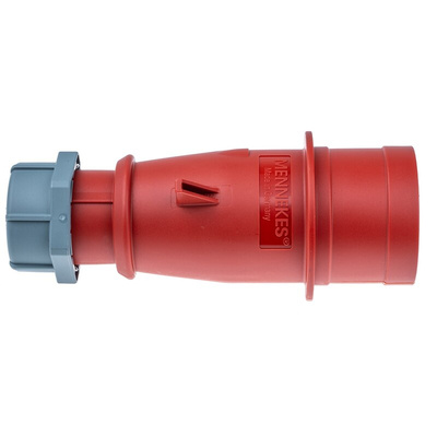 MENNEKES, AM-TOP IP44 Red Cable Mount 7P Industrial Power Plug, Rated At 32A, 400 V