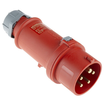 MENNEKES IP44 Red Cable Mount 3P + N + E Industrial Power Plug, Rated At 16A, 400 V