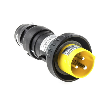 Eaton, Eaton Crouse-Hinds IP66 Yellow Cable Mount 2P + E Power Connector Plug ATEX, Rated At 16A, 120 V