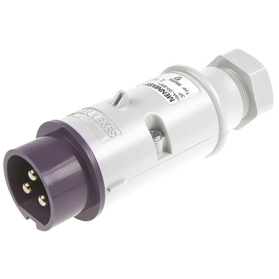 MENNEKES IP44 Purple Cable Mount 3P Industrial Power Plug, Rated At 16A, 20 → 25 V