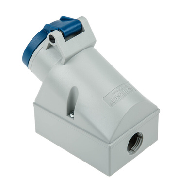 MENNEKES IP44 Blue Wall Mount 3P Right Angle Socket, Rated At 16A, 230 V