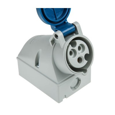 MENNEKES IP44 Blue Wall Mount 3P Right Angle Socket, Rated At 16A, 230 V