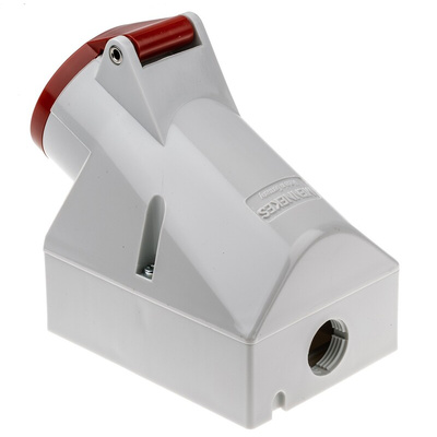 MENNEKES IP44 Red Wall Mount 4P 25 ° Industrial Power Socket, Rated At 16A, 400 V