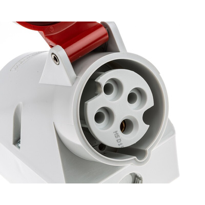 MENNEKES IP44 Red Wall Mount 4P 25 ° Industrial Power Socket, Rated At 16A, 400 V