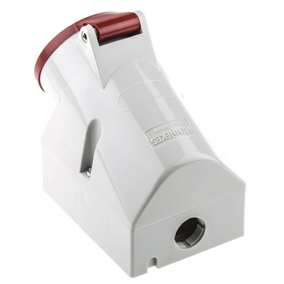 MENNEKES IP44 Red Wall Mount Right Angle Socket, Rated At 16A, 415 V