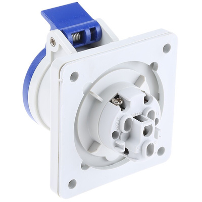 Scame IP44 Blue Panel Mount 2P + E Industrial Power Socket, Rated At 16A, 230 V