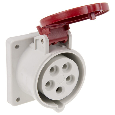 Scame IP44 Red Panel Mount 3P + N + E Industrial Power Socket, Rated At 16A, 415 V