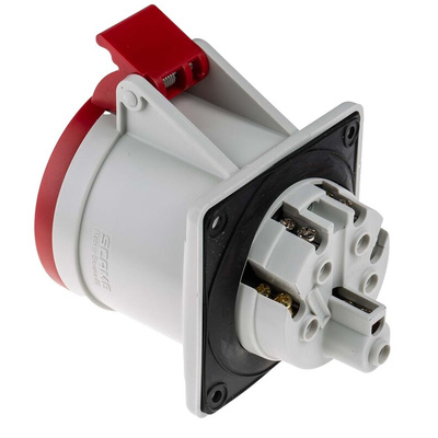 Scame IP44 Red Panel Mount 3P + N + E Industrial Power Socket, Rated At 32A, 415 V