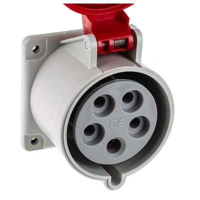 Scame IP44 Red Panel Mount 3P + N + E Industrial Power Socket, Rated At 32A, 415 V