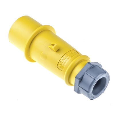 MENNEKES, AM-TOP IP44 Yellow Cable Mount 3P Industrial Power Plug, Rated At 16A, 110 V