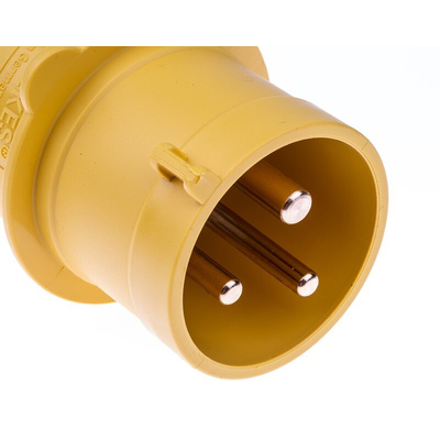 MENNEKES, AM-TOP IP44 Yellow Cable Mount 3P Industrial Power Plug, Rated At 32A, 110 V