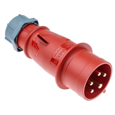 MENNEKES IP44 Red Cable Mount 3P + N + E Industrial Power Plug, Rated At 32A, 400 V,With Phase Inverter