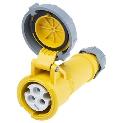 MENNEKES, AM-TOP IP67 Yellow Cable Mount 3P Industrial Power Socket, Rated At 16A, 110 V