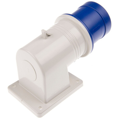 Scame IP44 Blue Wall Mount 2P + E Right Angle Industrial Power Plug, Rated At 32A, 230 V