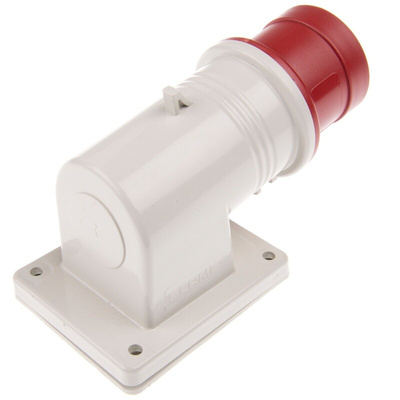 Scame IP44 Red Wall Mount 3P + E Right Angle Industrial Power Plug, Rated At 16A, 415 V