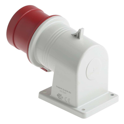 Scame IP44 Red Wall Mount 3P + N + E Right Angle Industrial Power Plug, Rated At 32A, 415 V