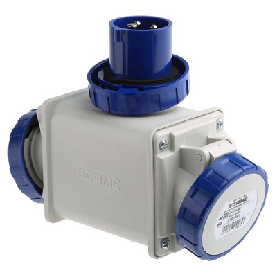 Scame IP66 Blue 1 x 2P + E, 2 x 2P + E Industrial Power Connector Adapter Plug, Socket, Rated At 16A, 240 V