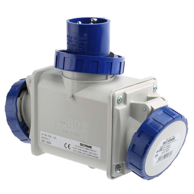 Scame IP66 Blue 1 x 2P + E, 2 x 2P + E Industrial Power Connector Adapter Plug, Socket, Rated At 16A, 240 V