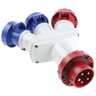 Scame IP66 Red 1 x 3P + N + E, 1 x 3P + E, 2 x 1P + E Industrial Power Connector Adapter Plug, Socket, Rated At 16A,