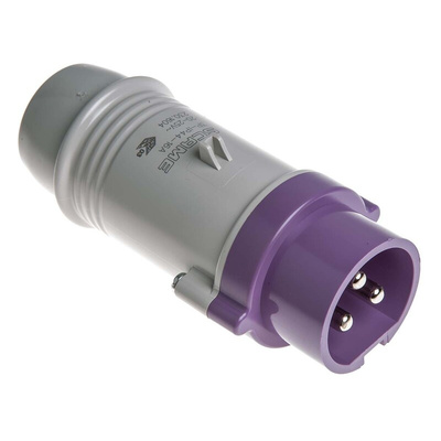 Scame IP44 Purple Cable Mount 3P Industrial Power Plug, Rated At 16A, 20 → 25 V