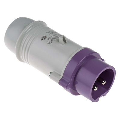 Scame IP44 Purple Cable Mount 2P Industrial Power Plug, Rated At 16A, 20 → 25 V
