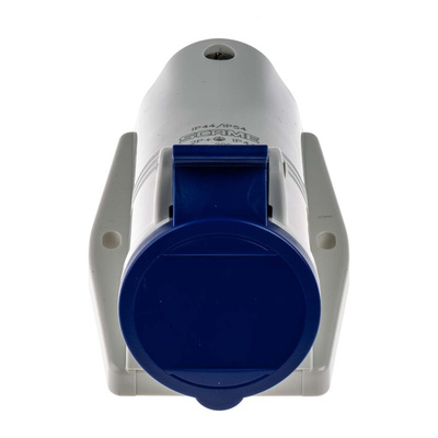 Scame IP44 Blue Wall Mount 2P + E Right Angle Industrial Power Socket, Rated At 16A, 230 V