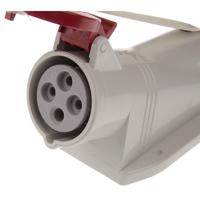 Scame IP44 Red Wall Mount 3P + E Right Angle Industrial Power Socket, Rated At 16A, 415 V