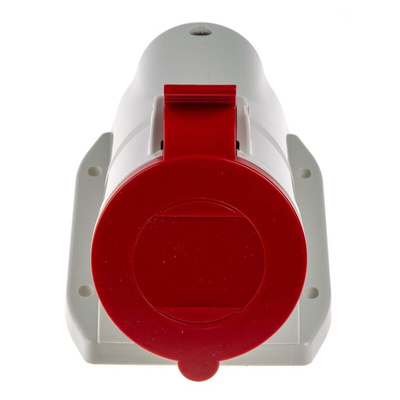 Scame IP44 Red Wall Mount 3P + N + E Right Angle Industrial Power Socket, Rated At 32A, 415 V