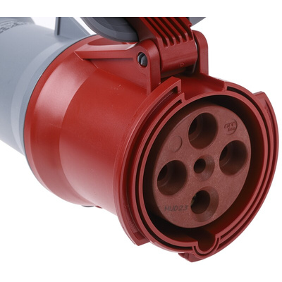 MENNEKES, PowerTOP Plus IP67 Red Cable Mount 3P + E Industrial Power Socket, Rated At 64A, 400 V